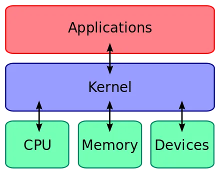 A kernel connects the application software to the hardware of a computer